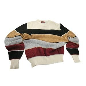 Vintage Highland Sweater Mens XL USA Striped Colorblock 90s Acrylic